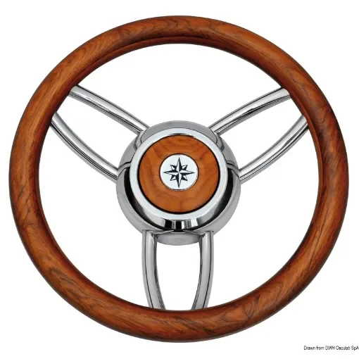 Osculati - Blitz steering wheel w/matt teak outer ring - 45.169.04 product image