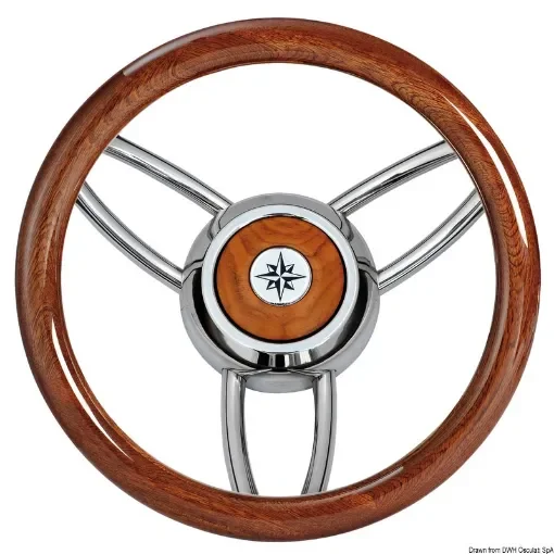 Osculati - Blitz steering wheel w/polished mahogany outerring - 45.169.05 product image