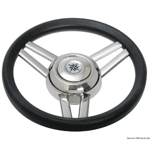 Osculati - Magnifico steering wheel 3-spoke &amp;#216; 350 mm black - 45.177.01 product image