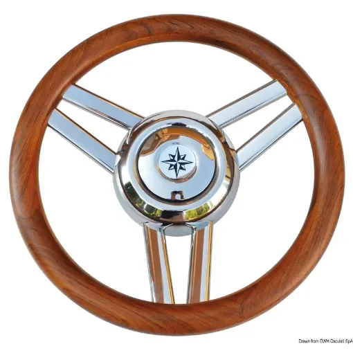 Osculati - Magnifico steering wheel 3-spoke &amp;#216; 350 mm teak - 45.177.04 product image