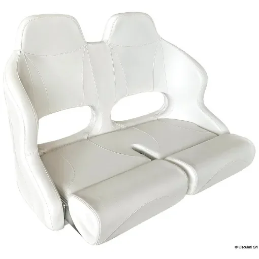 Osculati - Double padded seat w/H99 flip-up bolster RAL 9010 - 48.410.41 product image