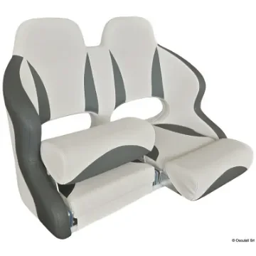 Osculati - Double padded seat w/H99 flip-up bolster Light Gray and Charcoal - 48.410.42 product image