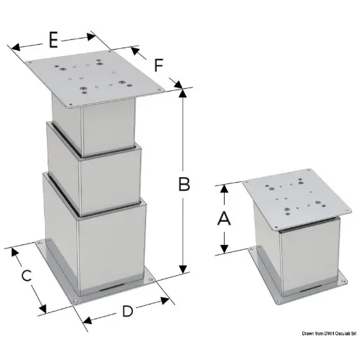 Osculati - SQUARE electrical pedestal 2-/3-stage 12V 15mm/sec - 48.743.12 product image