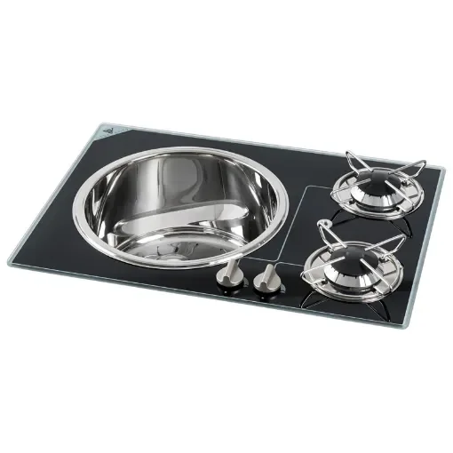 Osculati - Crystal glass worktop with hobs + Stainless Steel sink - 50.100.69 product image