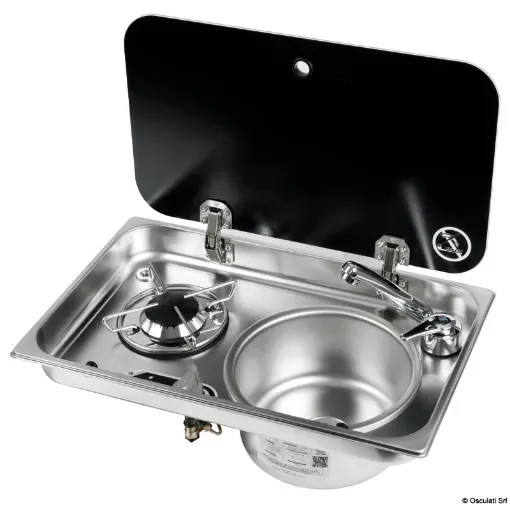 Osculati - Built-in single hob - right sink w/ glass cover and mixer - 50.714.01 product image