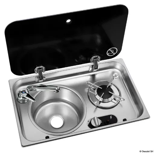 Osculati - Built-in single hob - left sink w/ glass cover and mixer - 50.714.02 product image