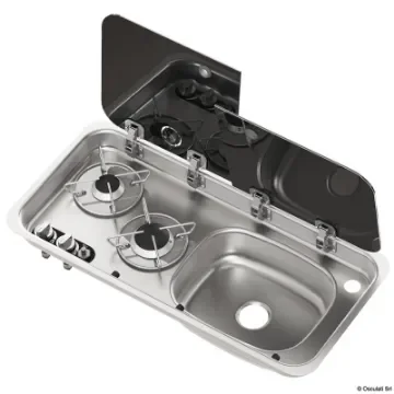Osculati - Built-in double hob - right sink w/ glass cover and mixer - 50.714.03 product image