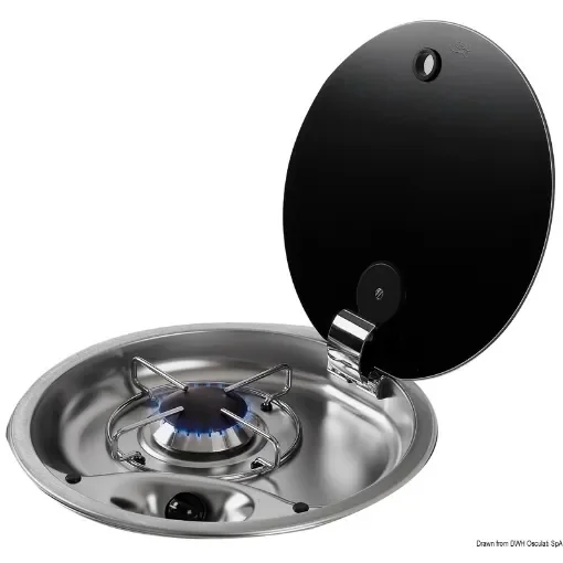 Osculati - 1-burner SS hob w/tinted glass cover 340 mm - 50.801.00 product image