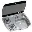 SMEV/DOMETIC stainless steel hob with smoke tempered glass lid product image