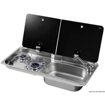 Osculati - 2-burner right hob w/tinted glass cover - 50.805.06 product image