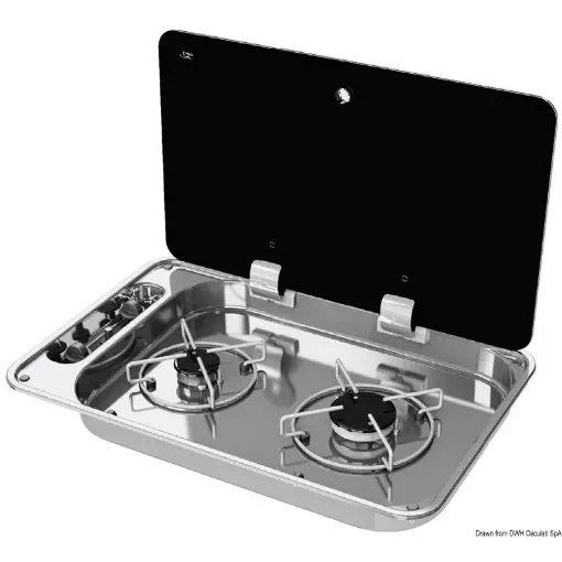 Osculati - 2-burner hob w/tinted glass cover 530x340 mm - 50.806.02 product image