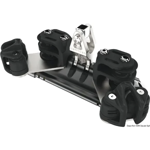 Osculati - Mainsheet car 1 upstand double control line sheave w/cleat - 68.725.01 product image