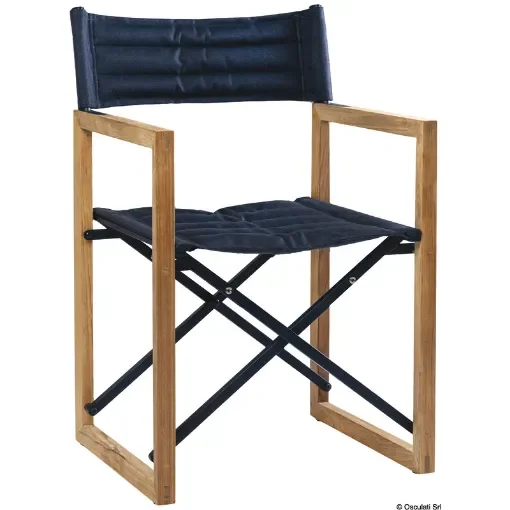 Osculati - Teak folding chair The Square blue navy - 71.325.01 product image