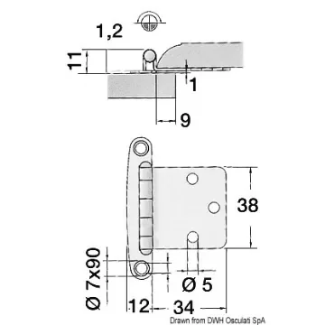 Osculati - SS hinge 38x46 mm - 71.607.01 product image