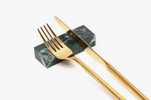 Marble Cutlery rests in Green Marble with knife cut product image