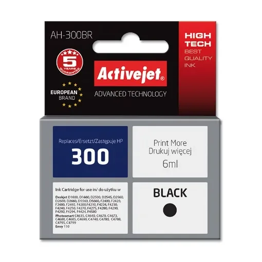 Activejet AH-300BR Ink (Replacement for Hp 300 CC640EE; Premium; 6 Ml; Black) - AH-300BR product image
