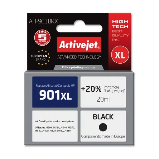 Activejet AH-901BRX Ink (Replacement for Hp 901XL CC654AE; Premium; 20 Ml; Black) - AH-901BRX product image