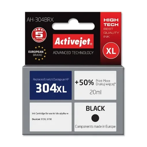 Activejet AH-304BRX Ink (Replacement for Hp 304XL N9k08ae; Premium; 20 Ml; Black) - AH-304BRX product image
