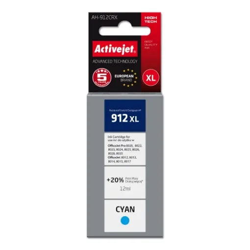 Activejet AH-912CRX Ink for Hp Printers, Replacement Hp 912XL 3Yl81ae; Premium; 990 Pages; Blue - AH-912CRX product image