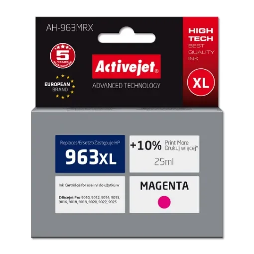 Activejet AH-963MRX Ink for Hp Printers, Replacement Hp 963XL 3Ja28ae; Premium; 1760 Pages; Purple - AH-963MRX product image