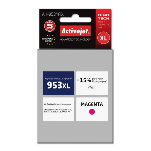 Activejet AH-953MRX Ink (Replacement for Hp 953XL F6u17ae; Premium; 25 Ml; Magenta) - AH-953MRX product image