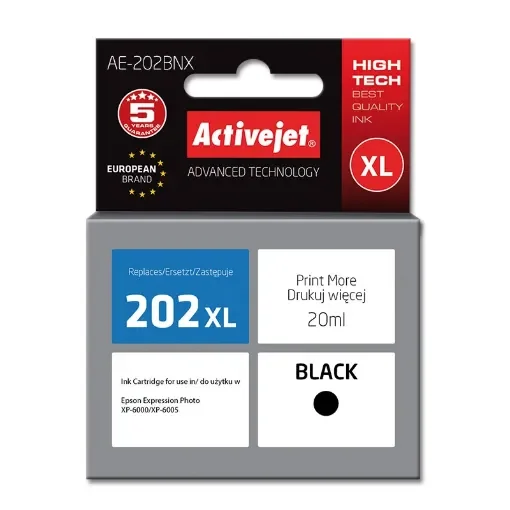 Activejet AE-202BNX Ink (Replacement for Epson 202XL G14010; Supreme; 20 Ml; Black) - AE-202BNX product image