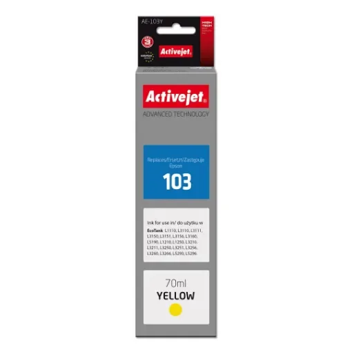 Activejet AE-103Y Ink (Replacement Epson 103 C13t00s44a; Supreme; 70 Ml; Yellow) - AE-103Y product image