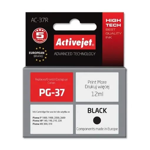 Activejet AC-37R Ink (Replacement for Canon Pg-37; Premium; 12 Ml; Black) - AC-37R product image