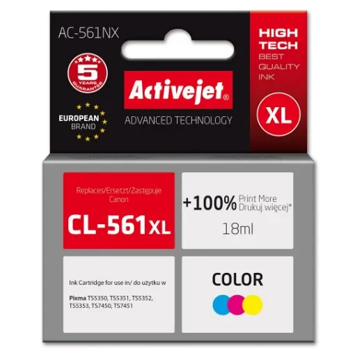 Activejet AC-561NX Printer Ink for Brother, Replacement Canon CL-561XL; Supreme; 18 Ml; Color - AC-561NX product image