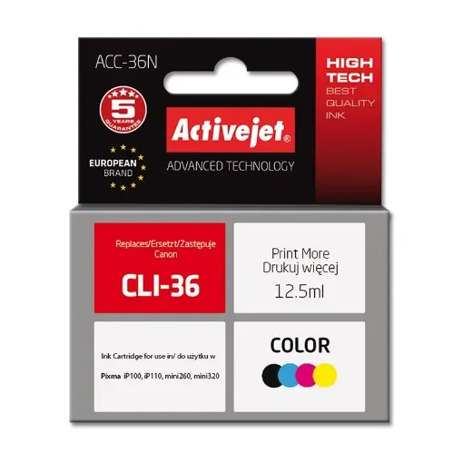 Activejet ACC-36N Ink (Replacement for Canon Pgi-36; Supreme; 12.5 Ml; Color) - ACC-36N product image