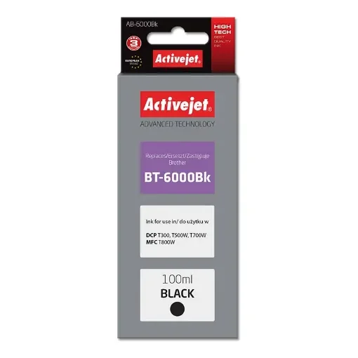 Activejet AB-6000Bk Ink (Replacement for Brother BT-6000BK; Supreme; 100 Ml; Black) - AB-6000Bk product image