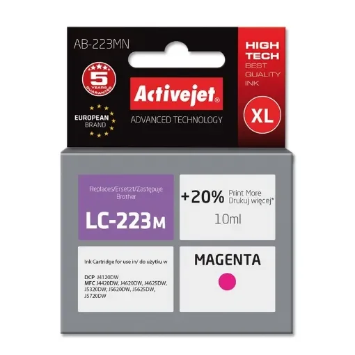 Activejet AB-223MN Ink (Replacement for Brother LC223M; Supreme; 10 Ml; Magenta) - AB-223MN product image