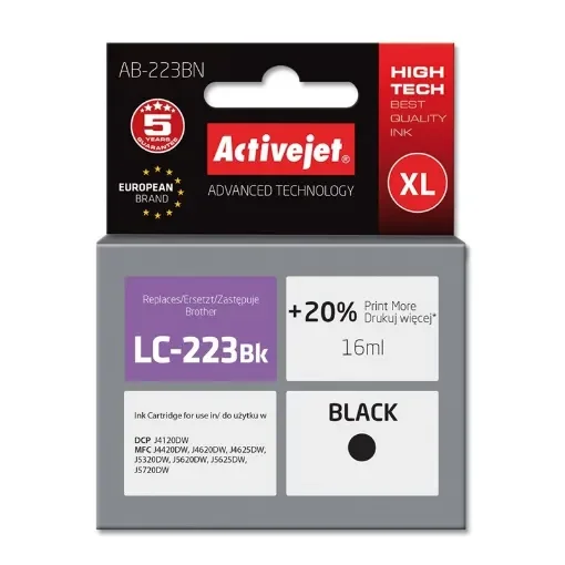 Activejet AB-223BN Ink (Replacement for Brother LC223Bk; Supreme; 16 Ml; Black) - AB-223BN product image
