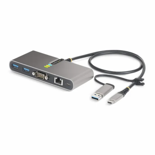 Startech.Com 2-Port Usb-C Hub with Ethernet and Rs-232, Attached Usb-C To Usb-A Dongle, 100W Pd Pass-Through, 2x Usb-A 5Gbps, Gigabit Ethernet, RS232 Serial (Ftdi) - 5G2a1sgbb-Usb-C-Hub product image
