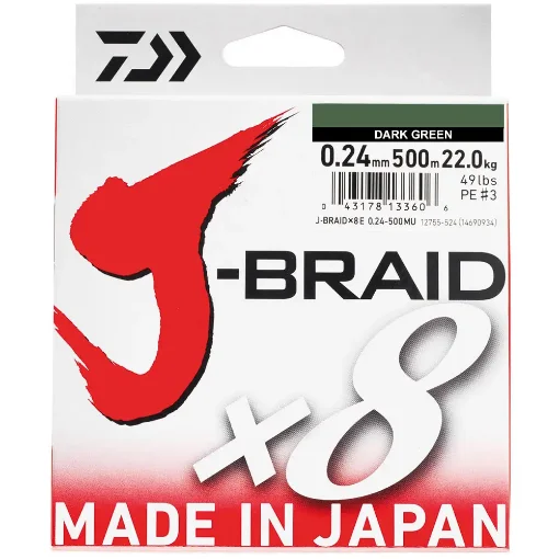 Daiwa J-Braid X8 300m Green D16 Braid product image