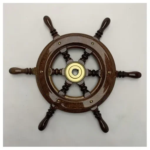 <p>Mahogany Wooden Boat Steering Wheel 430mm with Brass Hub 6 spoke</p> product image