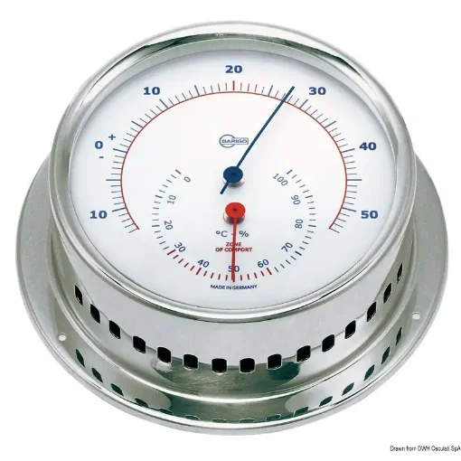 Sky Inox Polished/White Hygro-Thermometer - Barigo product image
