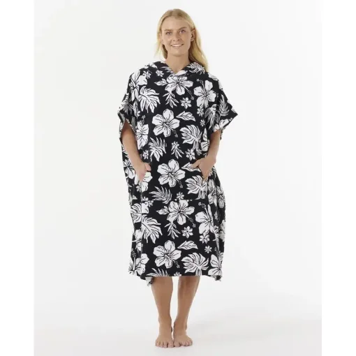 Rip Curl Women's Hooded Surf Poncho Towel Black/White product image