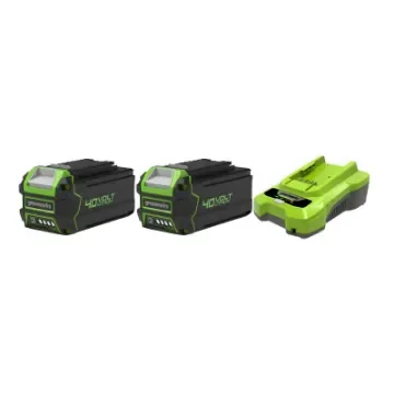 Greenworks 40V Pack - 2 Batteries 4.0Ah Lithium-Ion - 1 Charger product image