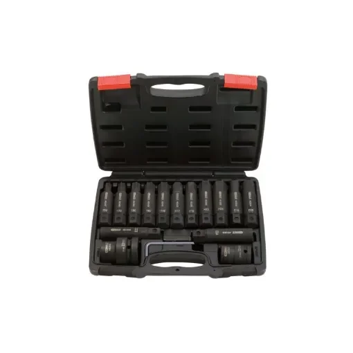 Ks Tools 3/4'' - 1'' 16-Piece Long Impact Socket and Bit Set product image