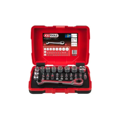 31 Pcs 1/4 Screwdriver Bits and Through Sockets Set From 5 To 14mm Ks Tools product image