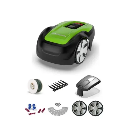 Optimow M Robotic Lawn Mower Pack Greenworks - for 500m2 - with Garage and Accessories product image