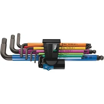 Wera 9 piece L Shape Metric Hex Key Set, 1 x 1.5x90 mm, 1 x 2.0x101 mm, 1 x 2.5x112 mm, 1 x 3.0x123 mm, 1 x 4.0x137 mm, - 05022210001 product image