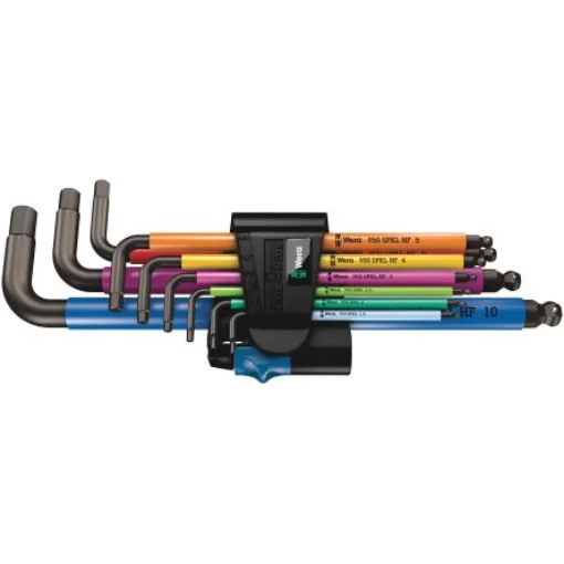 Wera 9 piece L Shape Metric Hex Key Set, 1 x 1.5x90 mm, 1 x 2.0x101 mm, 1 x 2.5x112 mm, 1 x 3.0x123 mm, 1 x 4.0x137 mm, - 05022210001 product image