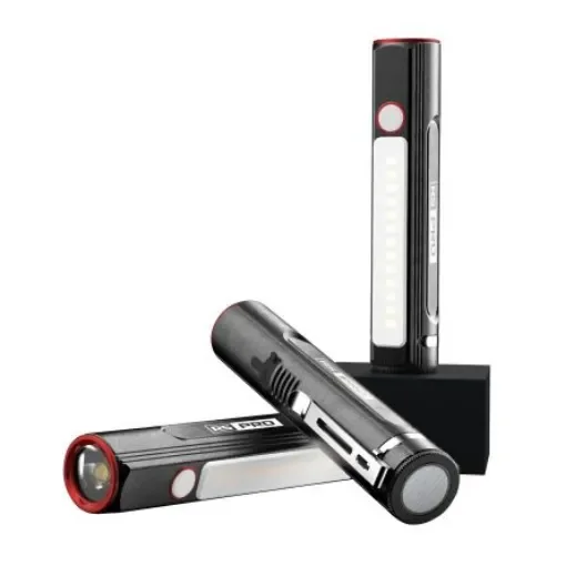 RS PRO LED Torch Black, Red - Rechargeable 1000 lm, 125 mm - 143262 product image