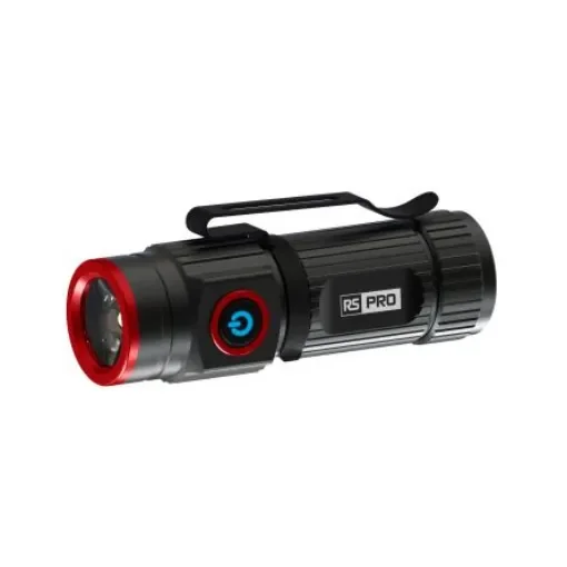 RS PRO LED Torch Black, Red - Rechargeable 1000 lm, 70 mm - 143265 product image