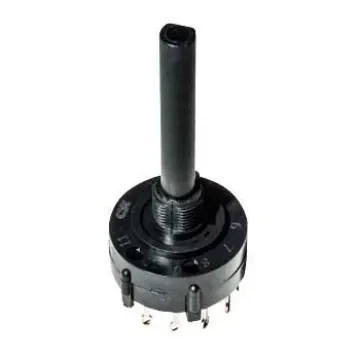 C & K, 4 Position DPDT Rotary Switch, 2.5 A @ 125 V ac, 350 mA @ 125 V dc, PC Pin - A20403RNCG product image