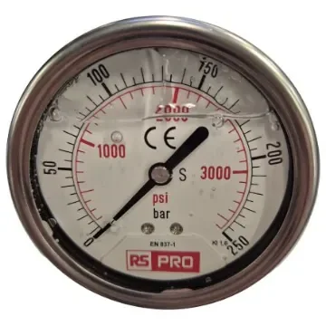 RS PRO BSP 1/4 Analogue Pressure Gauge 250bar Bottom Entry 63mm Outside Diameter - 179981 product image