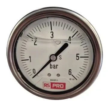 RS PRO BSP 1/4 Analogue Pressure Gauge 6bar Bottom Entry 63mm Outside Diameter - 179984 product image