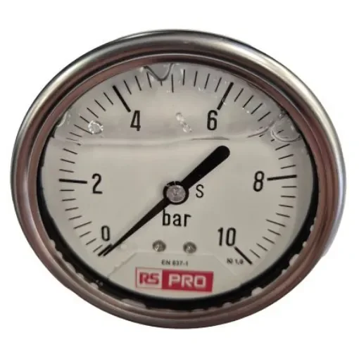 RS PRO BSP 1/4 Analogue Pressure Gauge 10bar Bottom Entry 63mm Outside Diameter - 179986 product image